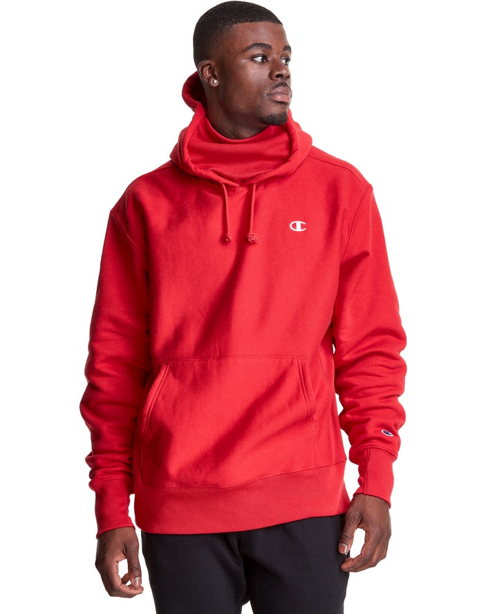 Champion Defender Series Reverse Weave® With Attached Ribbed Inset Mask Hoodie Heren - Rood - Belgie